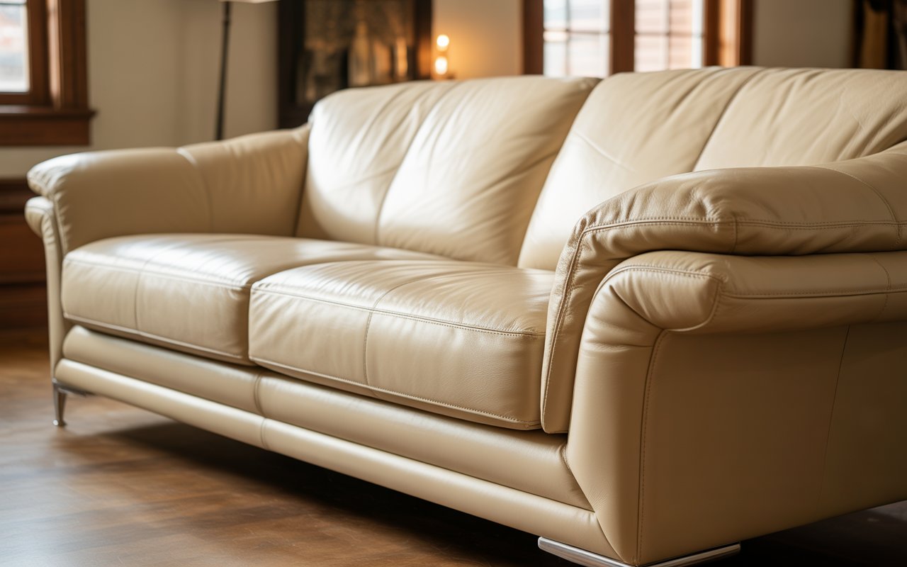 cream leather sofa